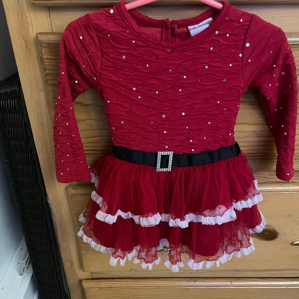 Baby girl red Santa holiday dress sz18 M